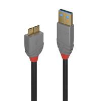 LINDY 36768 3 m USB 3.0 Type A naar Micro-B kabel, Anthra Line - thumbnail