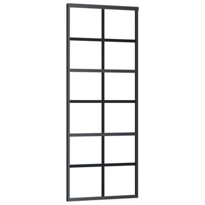 Schuifdeur 76x205 cm ESG-glas en aluminium zwart