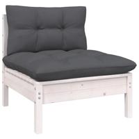 9-delige Loungeset met kussens massief grenenhout wit - thumbnail