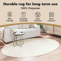 VidaXL Vloerkleden ovaal huarte crème 160 x 230 cm 100% polyester - thumbnail