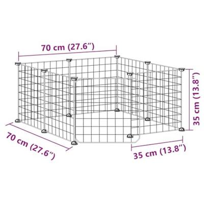 VidaXL Huisdierkooi met 8 panelen en deur, zwart 35x35 cm staal - thumbnail
