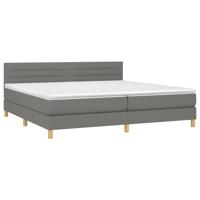 Boxspring met matras stof donkergrijs 200x200 cm - thumbnail