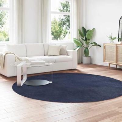 Hoogpolig vloerkleed NAVARRA 240x240 cm polyester marineblauw
