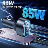 Autolader - Snellader - Autolader USB C - 12v USB Autolader - USB QC3.0 18W & USB C 65W & USB C 20W - Ook geschikt voor laptops en tablets - 103 Watt - 12/24Volt (PS27) - thumbnail