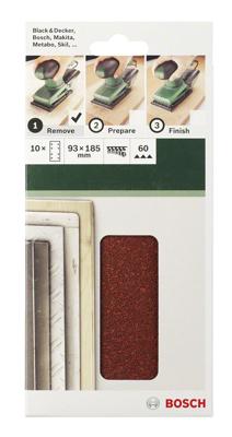 Bosch Accessories 2609256A96 Oscillerend schuurpapier Geperforeerd Korrelgrootte (num) 80 (l x b) 230 mm x 93 mm 10 stuk(s)