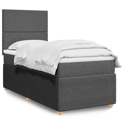 Boxspring met matras stof donkergrijs 90x190 cm