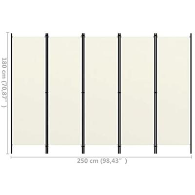 VidaXL Kamerscherm met 5 panelen 250x180 cm wit VidaXL Kamerscherm met 5 panelen 250x180 cm wit