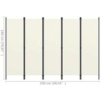 Kamerscherm met 5 panelen 250x180 cm crmewit - thumbnail