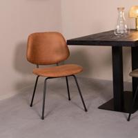 LABEL51 Eetkamerstoel Bello - Cognac - Micro Suede - Zwart Metalen Frame - thumbnail