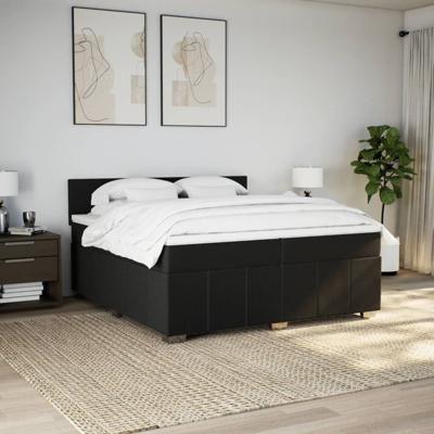 Boxspring met matras stof zwart 200x200 cm