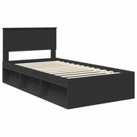 Bedframe met hoofdeinde Zwart 100 x 200 cm Massief grenenhout - thumbnail
