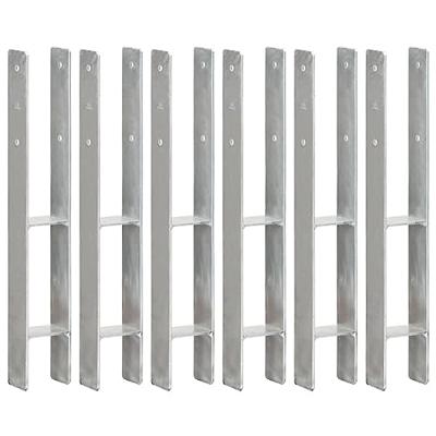 VidaXL Grondankers 6 st 8x6x60 cm gegalvaniseerd staal zilverkleurig