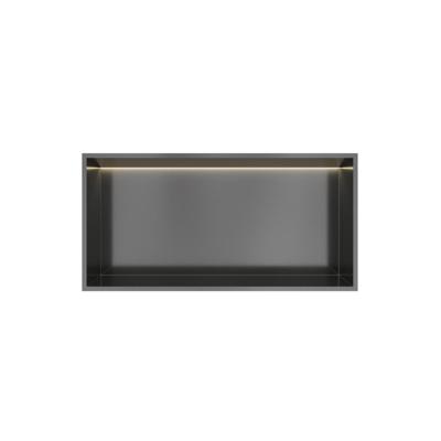 Hotbath &More Inbouwnis - 30 x 60 x 10 cm - met LED-verlichting - Geborsteld Gunmetal PVD