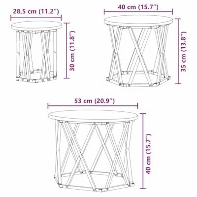 Nestbare Bijzettafel 3 pcs Gerookt eiken 53 x 53 x 40 cm Nestbare Bijzettafel 3 pcs Gerookt eiken 53 x 53 x 40 cm