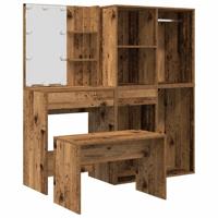 Kaptafelset met LED-verlichting bewerkt hout oud houtkleurig - thumbnail