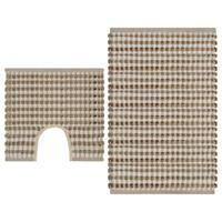 Badmattenset handgeweven jute en stof naturel en wit - thumbnail