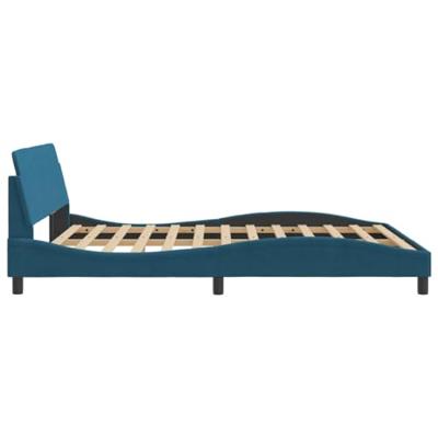 Bedframe met hoofdeinde fluweel blauw 160x200 cm