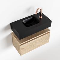 MONDIAZ ANDOR 60cm toiletmeubel washed oak. LEX 60cm wastafel urban midden 1 kraangat - thumbnail