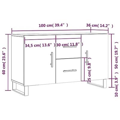 Dressoir 100x36x60 cm bewerkt hout sonoma eikenkleurig