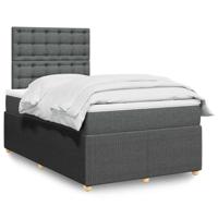 Boxspring met matras stof donkergrijs 120x190 cm - thumbnail