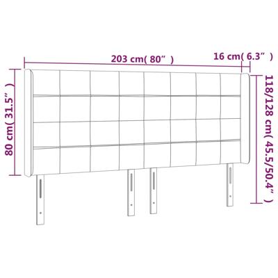 Hoofdbord met randen 163x16x118/128 cm fluweel zwart - thumbnail