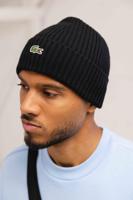 Lacoste Geribde Wol Muts Zwart - Maat One Size - Kleur: Zwart | Soccerfanshop - thumbnail