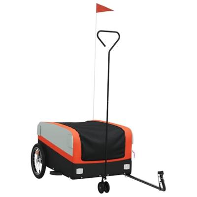VidaXL Fietstrailer 45 kg ijzer zwart en oranje VidaXL Fietstrailer 45 kg ijzer zwart en oranje