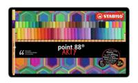 Stabilo point 88 arty metalen doos fineliners, 66st. - thumbnail