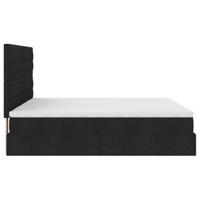 Ottoman bed met matrassen 200x200cm stof zwart - thumbnail