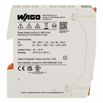 WAGO 2687-2142 Behuizing voor stroomvoorziening 24 V/DC 1.25 A 30 W Aantal uitgangen:1 x Inhoud 1 stuk(s)
