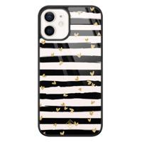 iPhone 12 glazen hardcase - Hart streepjes - thumbnail