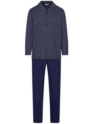 Pastunette Heren Pyjama katoen met knoopsluiting - Linear Donkerblauw