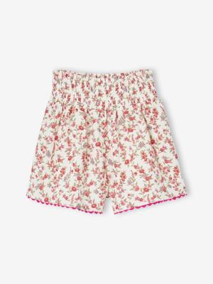Meisjesshort van katoengaas met bloemenprint meerkleurig