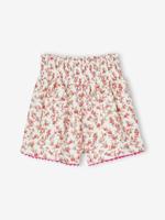 Meisjesshort van katoengaas met bloemenprint meerkleurig - thumbnail