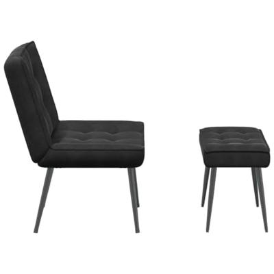 Relaxstoel met voetenbank fluweel zwart