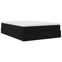 Ottoman bed met matras 140x200cm fluweel zwart - thumbnail