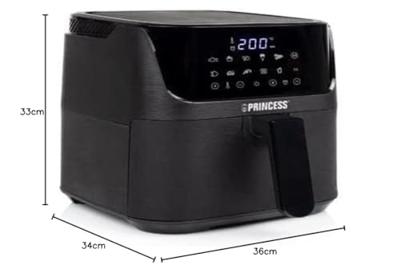 Princess 01.182024.01.001 Airfryer 1350 W Anti-aanbaklaag, Met display, Oververhittingsbeveiliging, Timerfunctie Zwart
