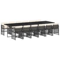 13-delige Tuinset met kussens poly rattan zwart - thumbnail