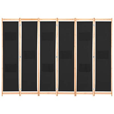 Kamerscherm met 6 panelen 240x170x4 cm stof zwart