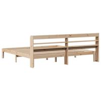 Bedframe met hoofdbord massief grenenhout 200x200 cm - thumbnail