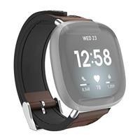 Hama Polsband Voor Fitbit Versa 3/Sense Horlogebandje Van Leer En Silic. Bruin - thumbnail