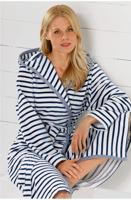 Cawö Cawö Dames Badjas met Capuchon 6596 Navy 36 - thumbnail