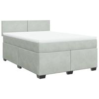 Boxspring met matras fluweel lichtgrijs 140x190 cm - thumbnail