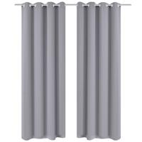 VidaXL Gordijnen met metalen ringen 135 x 245 cm 2 stuks (grijs) - thumbnail