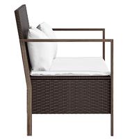 Tuinbank 2-zits met kussens poly rattan bruin - thumbnail