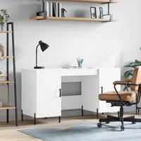 Bureau 140x50x75 cm bewerkt hout wit - thumbnail