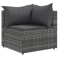 4-delige Loungeset met kussens poly rattan grijs - thumbnail