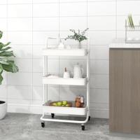 VidaXL Keukentrolley 3-laags 42x35x85 cm ijzer en abs wit - thumbnail