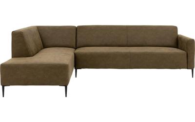 Goossens Bank Key West groen, micro leer, 3-zits, modern design met ligelement links