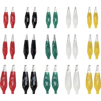 TRU COMPONENTS 93038C196 Krokodillenklemmenset Zwart, Rood, Wit, Groen, Geel 30 stuk(s)